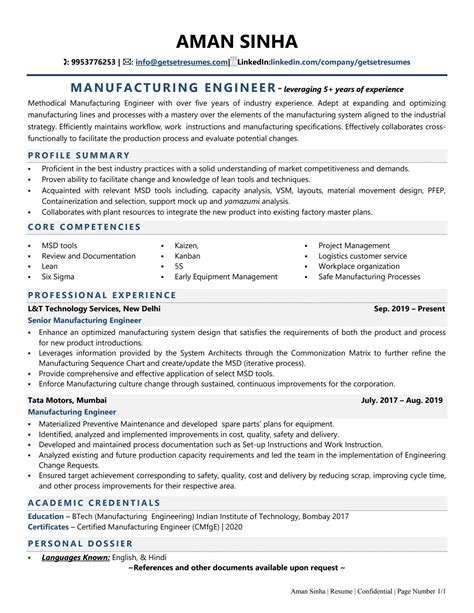 Manufacturing Engineer Resume Examples & Template (with job winning tips)