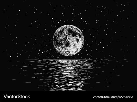 Moon reflecting in a sea Royalty Free Vector Image