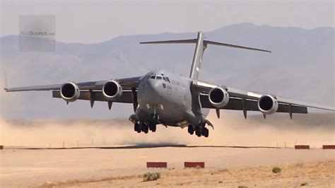 MIGHTY C-17 Globemaster III Landing/Takeoff On A Dirt Airfield - YouTube