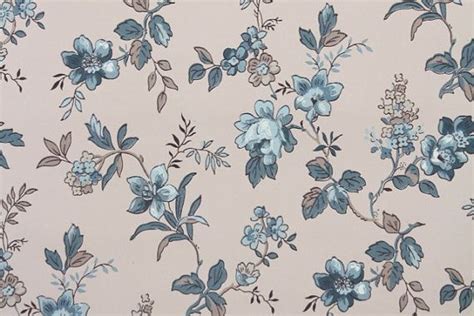 Blue Vintage Floral Wallpaper