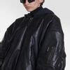 Balenciaga Oversized Leather Bomber Jacket - Black | Editorialist