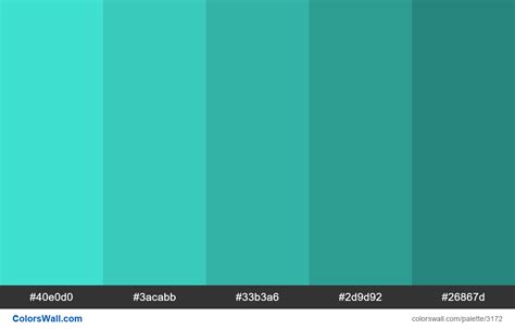 Turquoise color shades #40e0d0, #3acabb, #33b3a6 - ColorsWall
