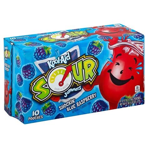 Kool-Aid Sour Shockin' Blue Raspberry 6 oz Pouches - Shop Juice at H-E-B