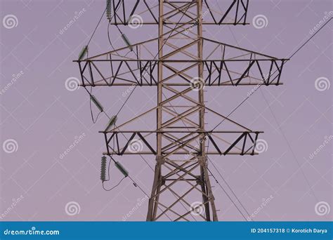 Power line at sunset stock photo. Image of electric - 204157318