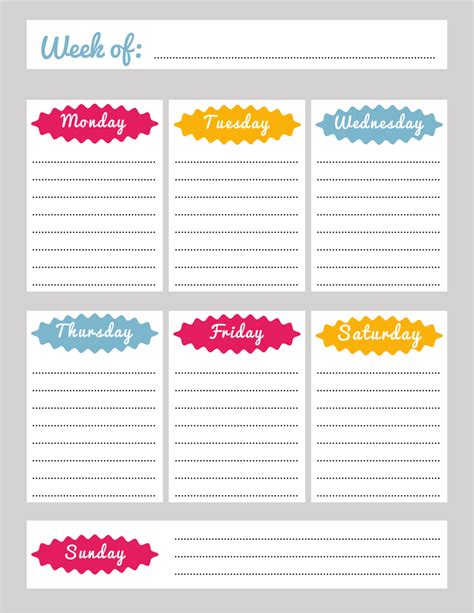 Weekly Planner Template - Grey Download Printable PDF | Templateroller