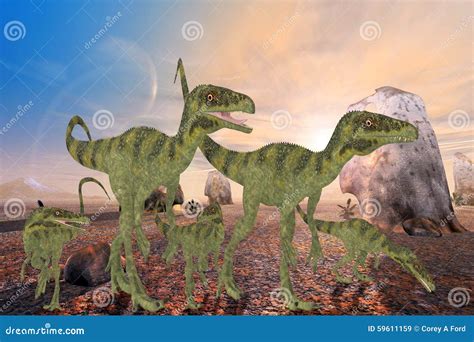 Juravenator Dinosaurs stock illustration. Illustration of theropod - 59611159