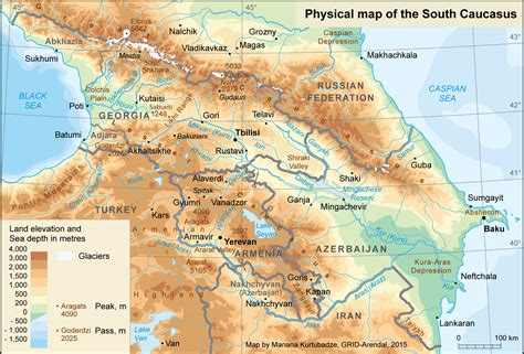 Physical map of the South Caucasus | GRID-Arendal