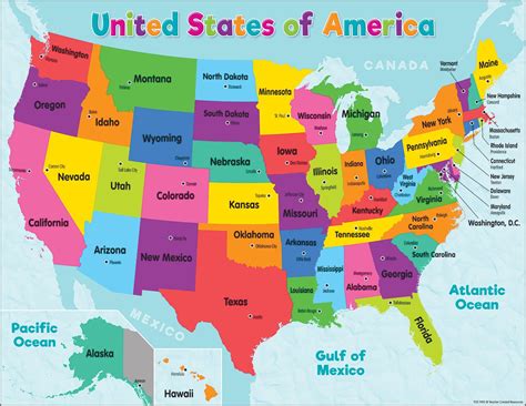 Colorful United States Of America Map Chart | America map, United ...