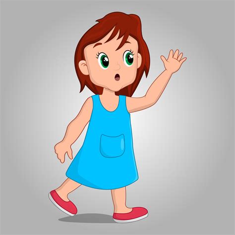 Cute Little girl thinking pose, 2d cartoon character vector 14992108 ...