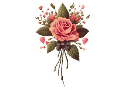 Vintage Valentine's Day Flower Clip Art Graphic by vectmonster ...