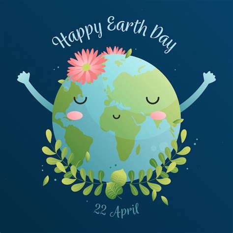 Free Vector | Happy earth day with cute planet