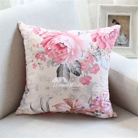 Country Pink Floral Cotton Throw Pillows For Couch