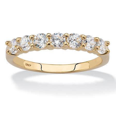 Round Cubic Zirconia Wedding Anniversary Band Ring .70 TCW in Solid 10k Yellow Gold at PalmBeach ...