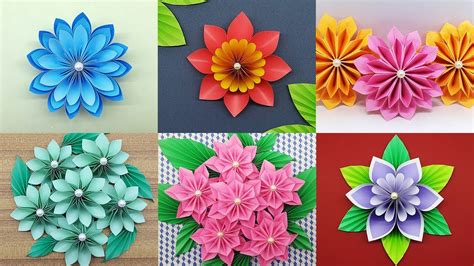 Best 6 Easy Paper Flowers Tutorial - DIY Paper Flower Crafts - YouTube