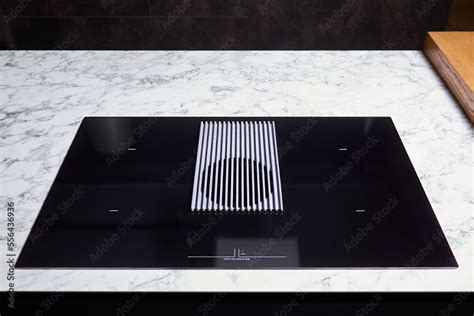 Induction cooker black glass hob with integrated hood or aspirating ...