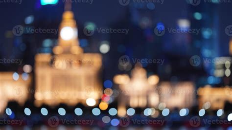 The Shanghai bund night view with the blurred lights effective at night ...