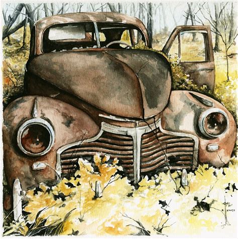 Old Rusty Piece of.... Beauty! | Truck art, Car painting, Car drawings