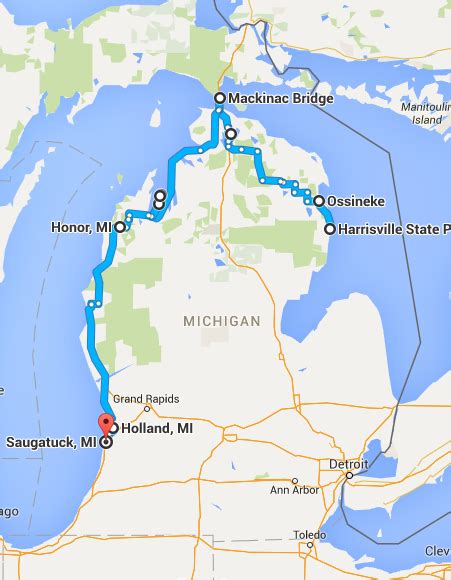 Scenic Drives Michigan Map – Map Vector