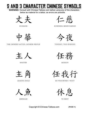 Chinese Tattoos - 2 and 3 Characters by Chinese-Tattoos.com - issuu