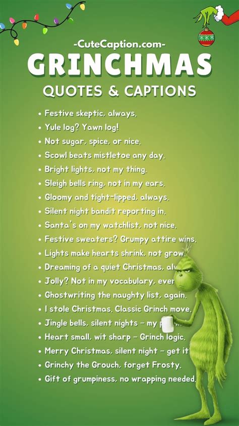 Unwrapping the Charm of Famous Grinch Quotes🎄 (2023) | Cutecaption.com ...