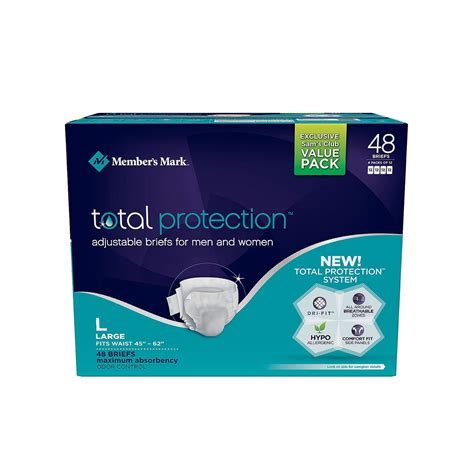 Member's Mark Total Protection Unisex Briefs, Large, 48 Ct - Walmart.com