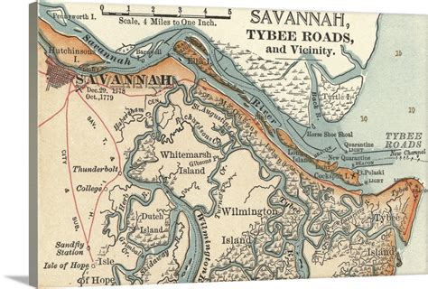 Savannah River - Vintage Map Wall Art, Canvas Prints, Framed Prints ...