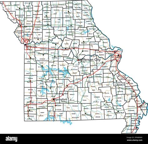 Missouri road and highway map. Vector illustration Stock Vector Image ...