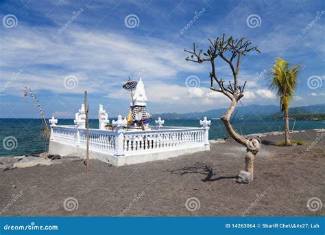 Temple and Beach at Candidasa, Bali, Indonesia Stock Photo - Image of ...