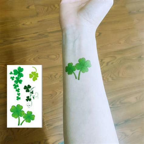 Lucky Four-leaf Clover Temporary Tattoo 2-piece Set/shamrock Temporary ...