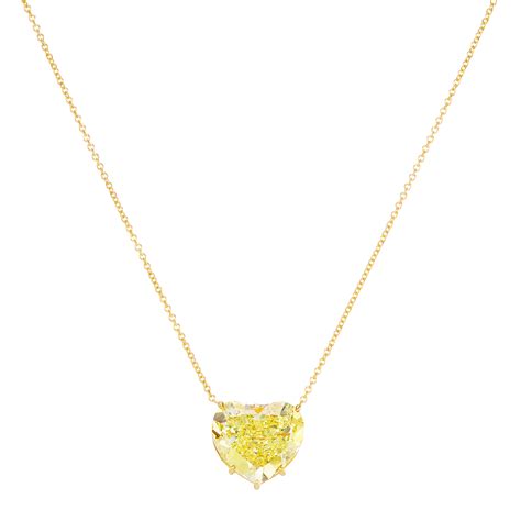 Gold And 7.79ct Fancy Intense Yellow Heart Shaped Diamond Pendant ...