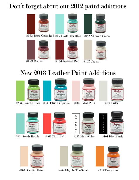 Angelus Paint Color Chart