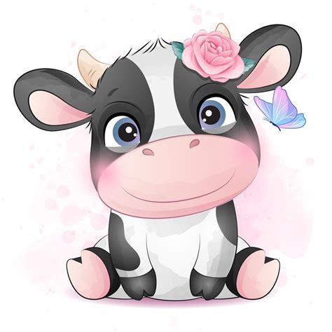 Cute Cow Clipart With Watercolor Illustration - Etsy UK