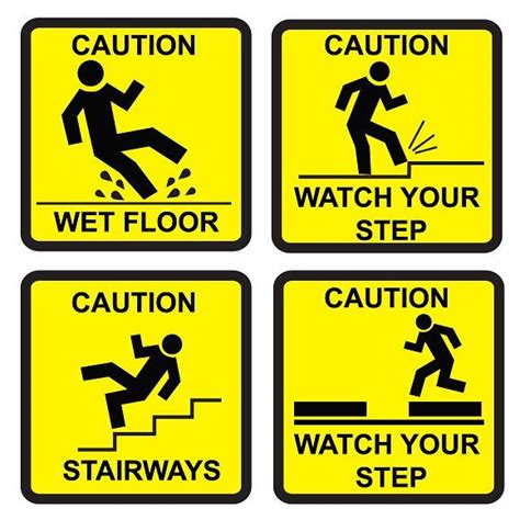 Caution signs, yellow | Safety signs and symbols, Hazard sign ...