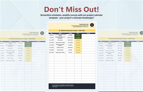 Project Calendar in Excel, Google Sheets - Download | Template.net