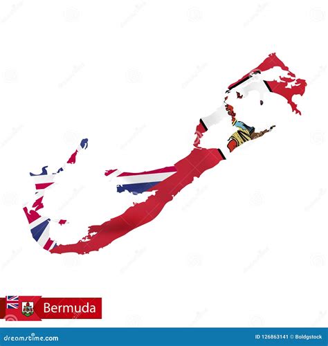 Bermuda Map with Waving Flag of Country. Stock Vector - Illustration of national, country: 126863141