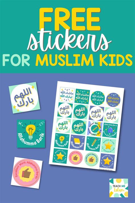 the free stickers for muslim kids are on display in front of a blue background