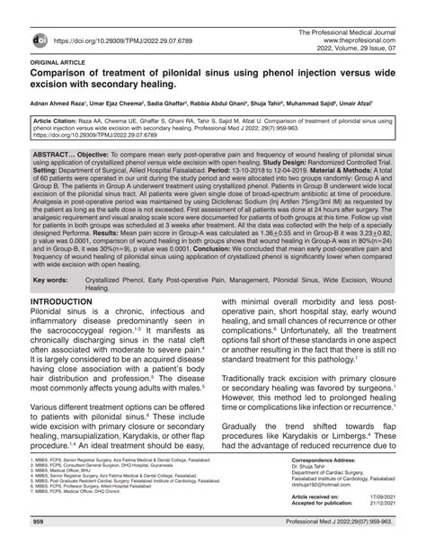 (PDF) Comparison of treatment of pilonidal sinus using phenol injection ...