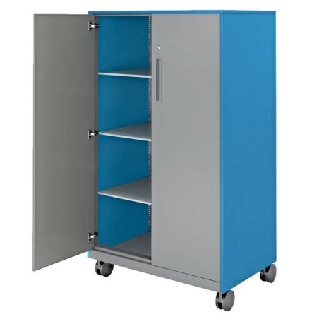 60" Tall Mobile Metal Storage Cabinet w/Shelves & Doors