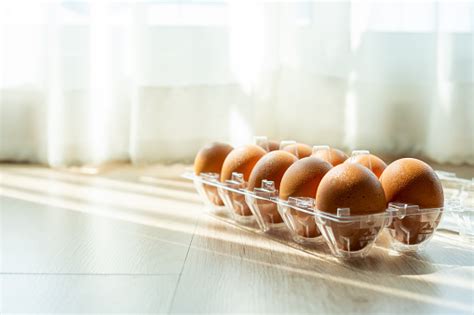 Eggs In A Plastic Stick Placed On A Floor Exposed To Sunlight With A ...