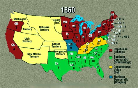 1860 Election Electoral Map : The Civil War and The Reconstruction Era timeline ... / Tales from ...