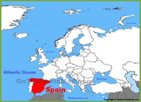 Spain location on the Europe map - Ontheworldmap.com