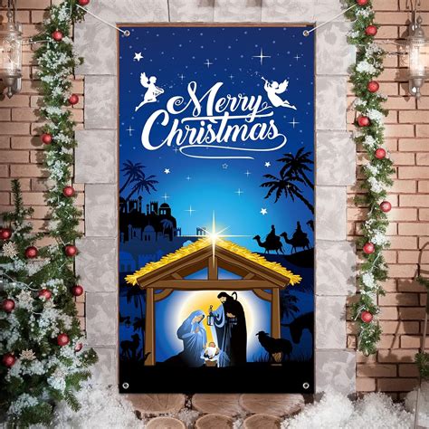 Buy Nativity Christmas Door Cover Decorations, Jesus Holy Night Christmas Fabric Door ...