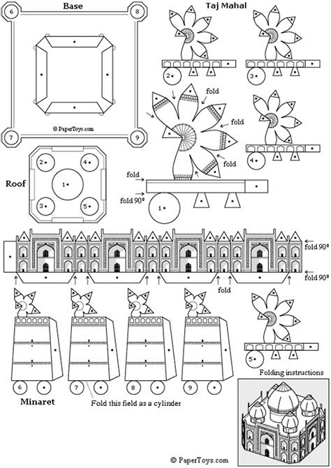 Taj Mahal Paper Model - Free printable paper template