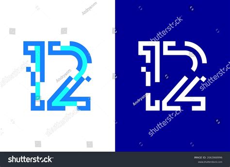 Number 12 Digital Logo Numbers Design Stock Vector (Royalty Free ...