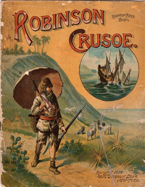 1889 Children's Book Robinson Crusoe with Color Art