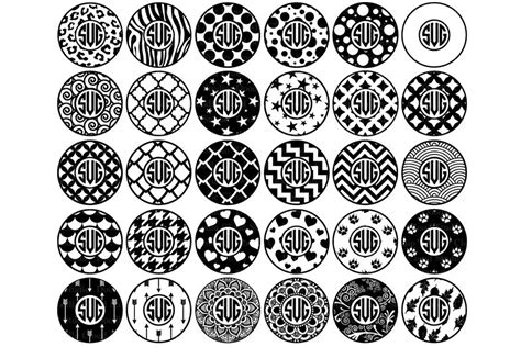 Circle Monogram Frames SVG Files. Circles Patterns SVG PNG. By Doodle ...