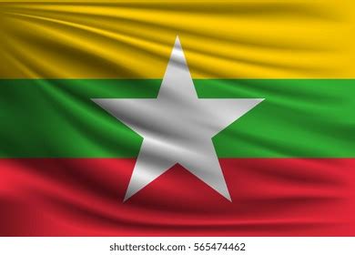 National Flag Myanmar Symbol State On Stock Vector (Royalty Free ...