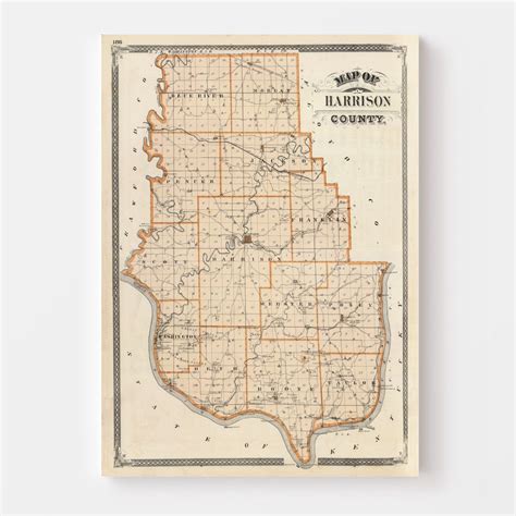 Vintage Map of Harrison County Indiana, 1876 by Ted's Vintage Art