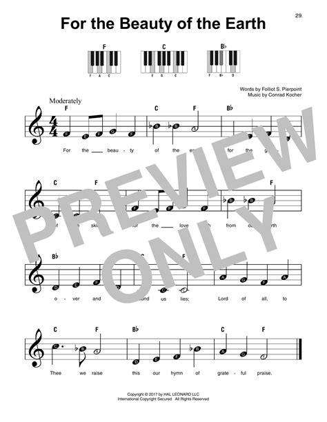 For The Beauty Of The Earth by Conrad Kocher Sheet Music for Super Easy Piano at Sheet Music Direct