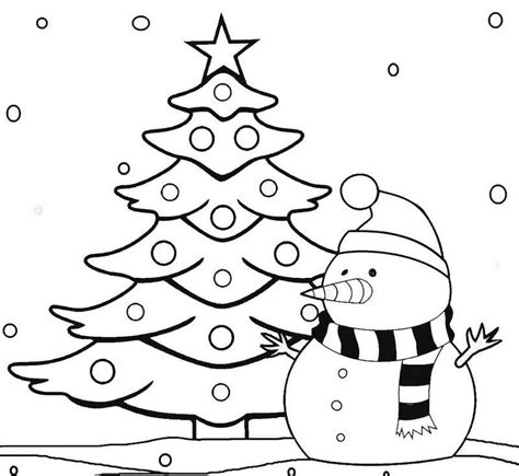 snowman and christmas tree coloring page | Christmas coloring pages ...